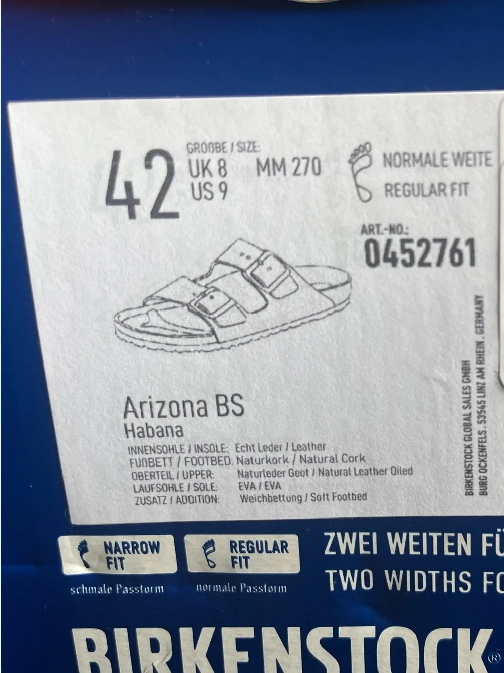 Birkenstock Arizona Soft Footbed Habana Oiled Leather EU 42 New in box